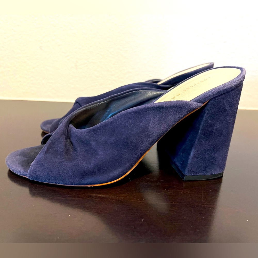 Loeffler Randall Navy Suede Block Heel Sandals